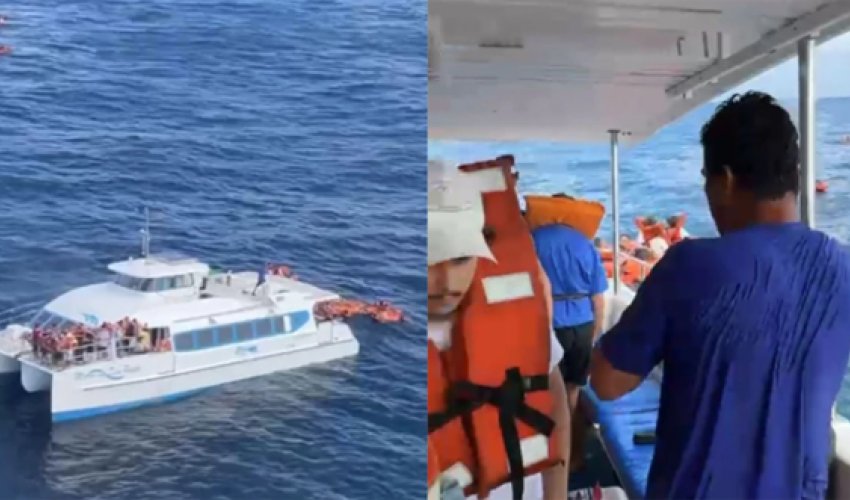 Barco afunda e catamarã fica à deriva após colisão na Baía de Todos-os-Santos